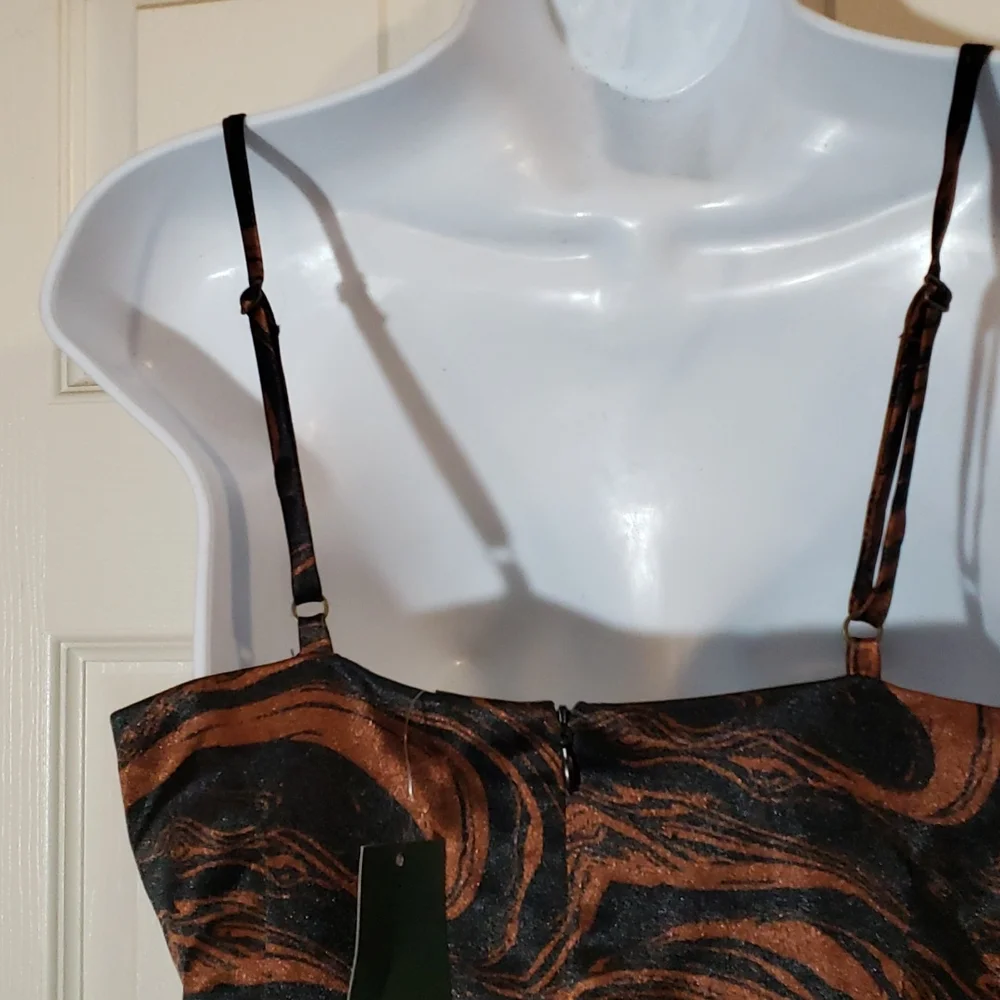 Wild Fable Black Brown spaghetti strap sleeveless slip dress - Picture 6 of 7